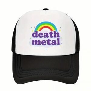 Death Metal Rainbow Trucker Hat Black White Cap Unisex Snapback